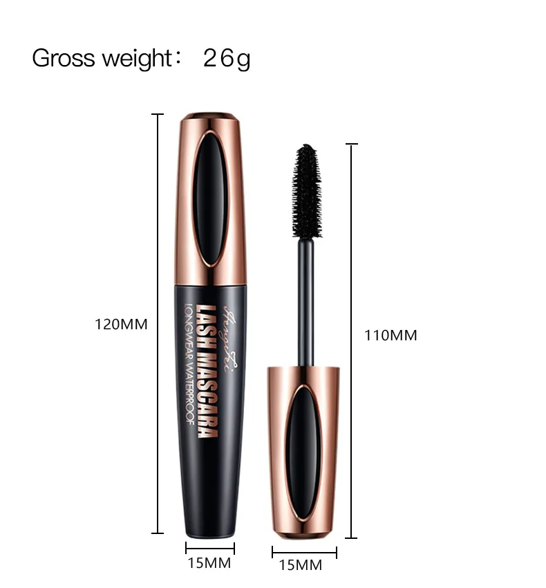 InjFiber-Mascara pour cils 4D, maquillage imperméable, anti-transpiration, sans bavures, volume allongé, haute qualité