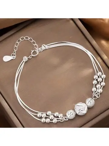 Fine 925 Sterling Silver Lucky Beads Bracelets For Women Luxury Designer Multilayer Adjustable Bracelet Party Wedding Jewelery