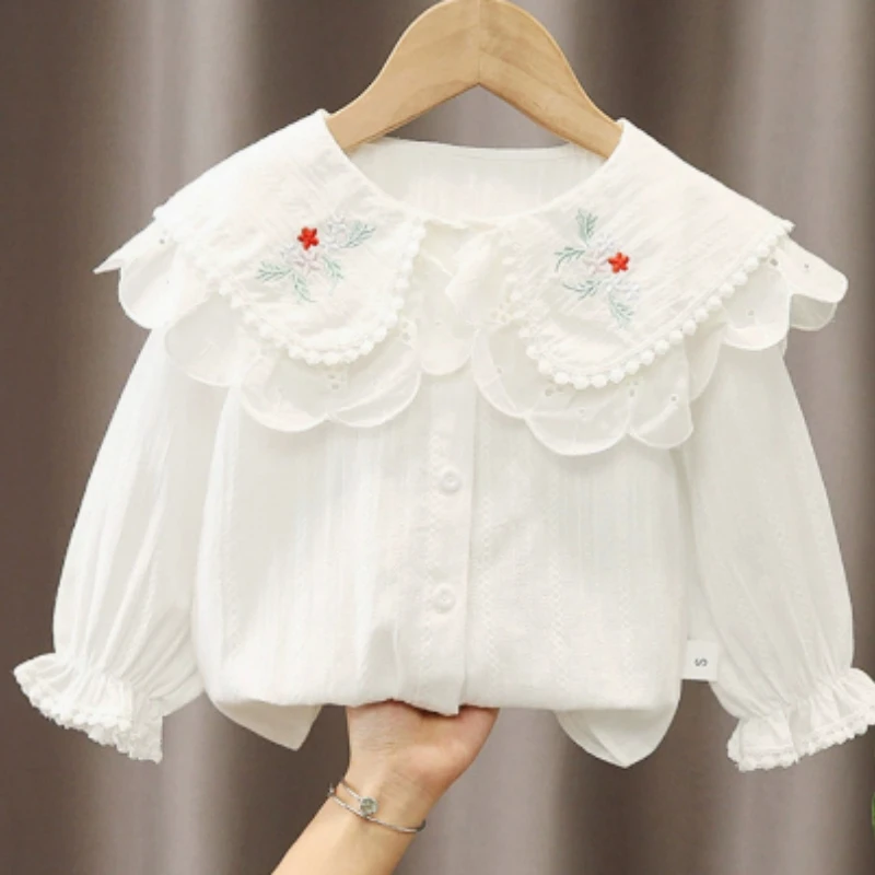 

Girls' Shirt 2025 New Girl Baby Long Sleeve Doll Shirt Spring and Autumn Western Style Clothes Little Girls' Trendy