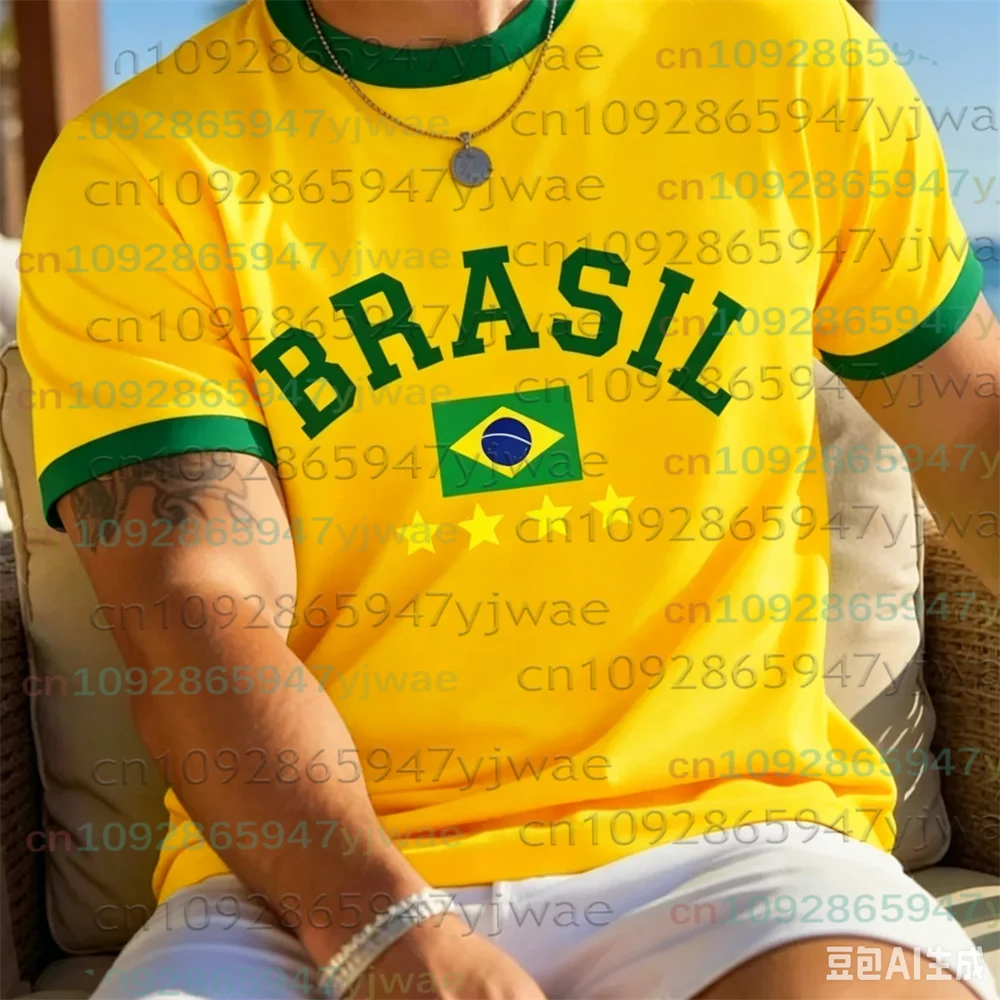 Nouveaux Maillots de Football Brésil 2026 pour Hommes – T-shirts Classiques God Brazil à Manches Courtes, Décontractés, Col Rond, Sportifs – Vêtements pour Hommes
