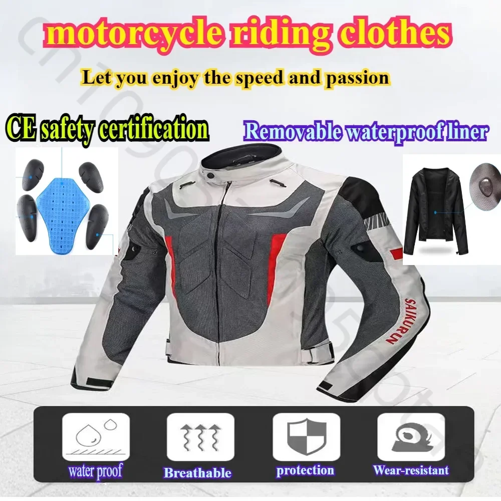 Motorcycle Riding Jacket Men Suit Summer Clothing Motorcyclist Waterproof Outdoor Neck Guard Detachable Protective Equipment