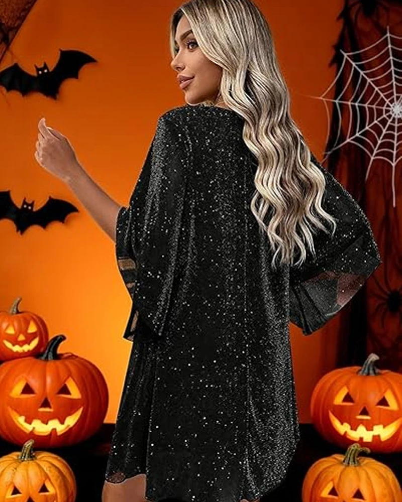 Customized Women's Sparkly Cocktail Dresses for Wedding Guest Flutter Sleeve Loose Chiffon Party Dress Wedding Party Dresses