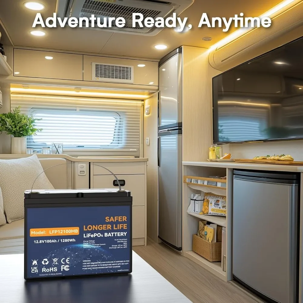 مجموعة 24 بطارية LiFePO4 بلوتوث، بطارية ليثيوم دورة، مدمجة 100 أمبير BMS، حتى 15000 دورة، مثالية للمركبات الترفيهية والنظام الشمسي #5