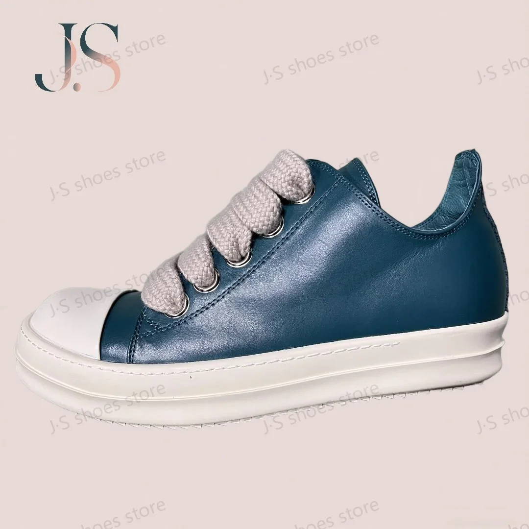 

Ro Designer Cyan Leather Low Top Shoe Luxury High Quality Cowhide Men Shoes Women Casual Sneaker Jumbo Laces Sneakers