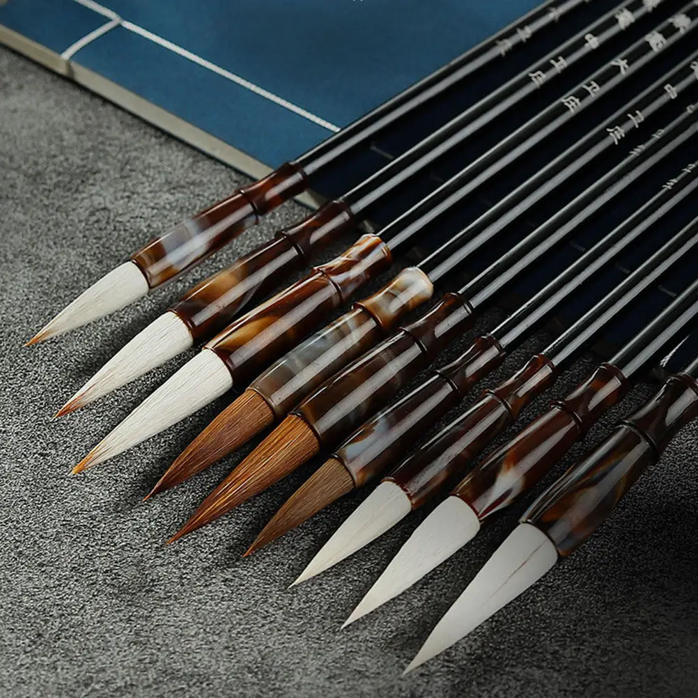 3Pcs Chinese Calligraphy Brush Pens Comfortable Wooden Handle Beginner Friendly Writing Couplets Painting Tool