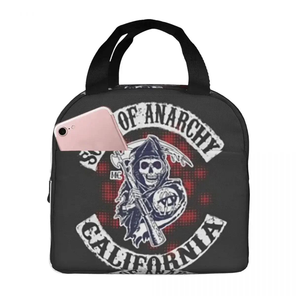 SOA Sons Of Anarchy Insulated Lunch Bags Portable Picnic Bags Thermal Cooler Lunch Box Lunch Tote for Woman Work Kids School