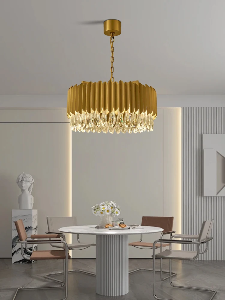 Black/gold Nordic Crystal Water Droplet Pendant Lights Round E14 Base Dimmable Hanging Lamp