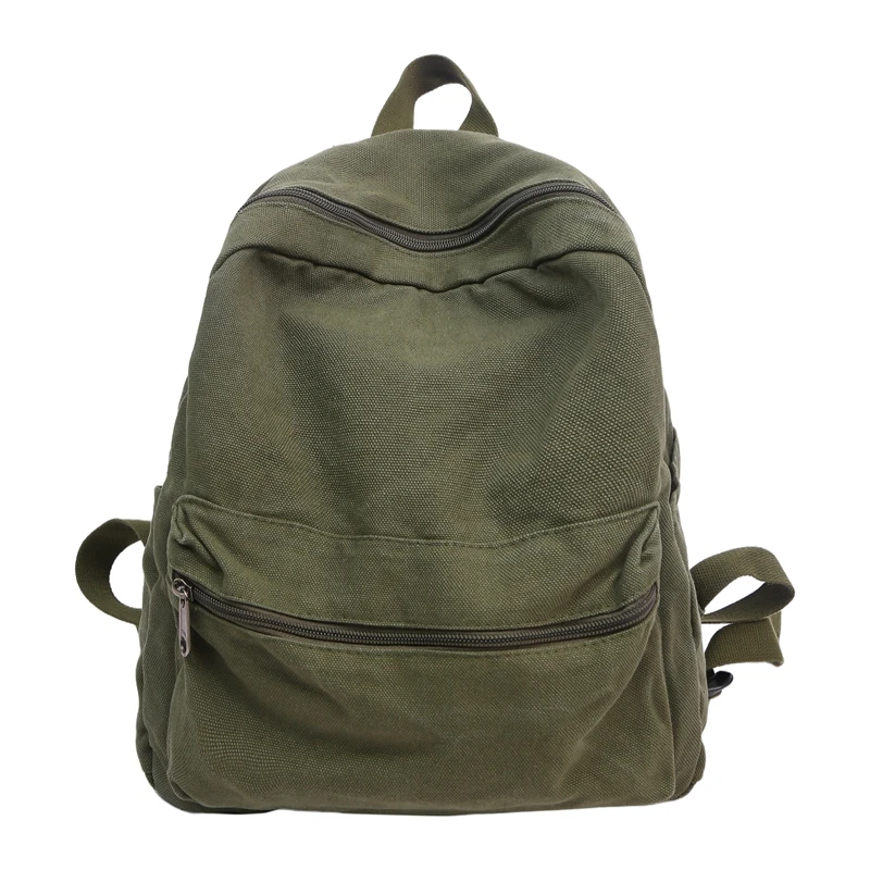 Brand High Quality Canvas Backpacks Women Solid 100% Cotton School Bags Soft Green Satchels Small Cloth Leisure Or Travel Bags