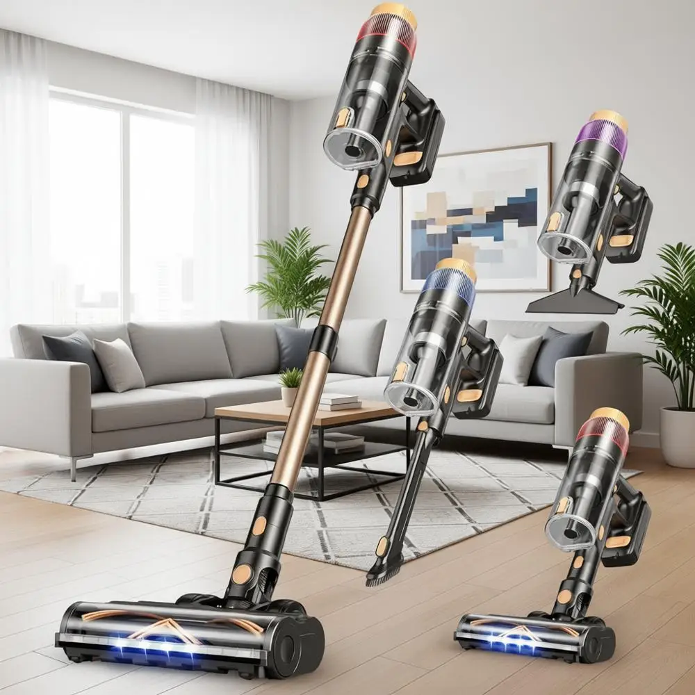 

Upgraded 600W 50KPA 70-Minute Vacuum Cleaner, Self-Standing Stick Design, Wall-Mountable, Touch Sensor, Ideal for Pet Hair on Ca