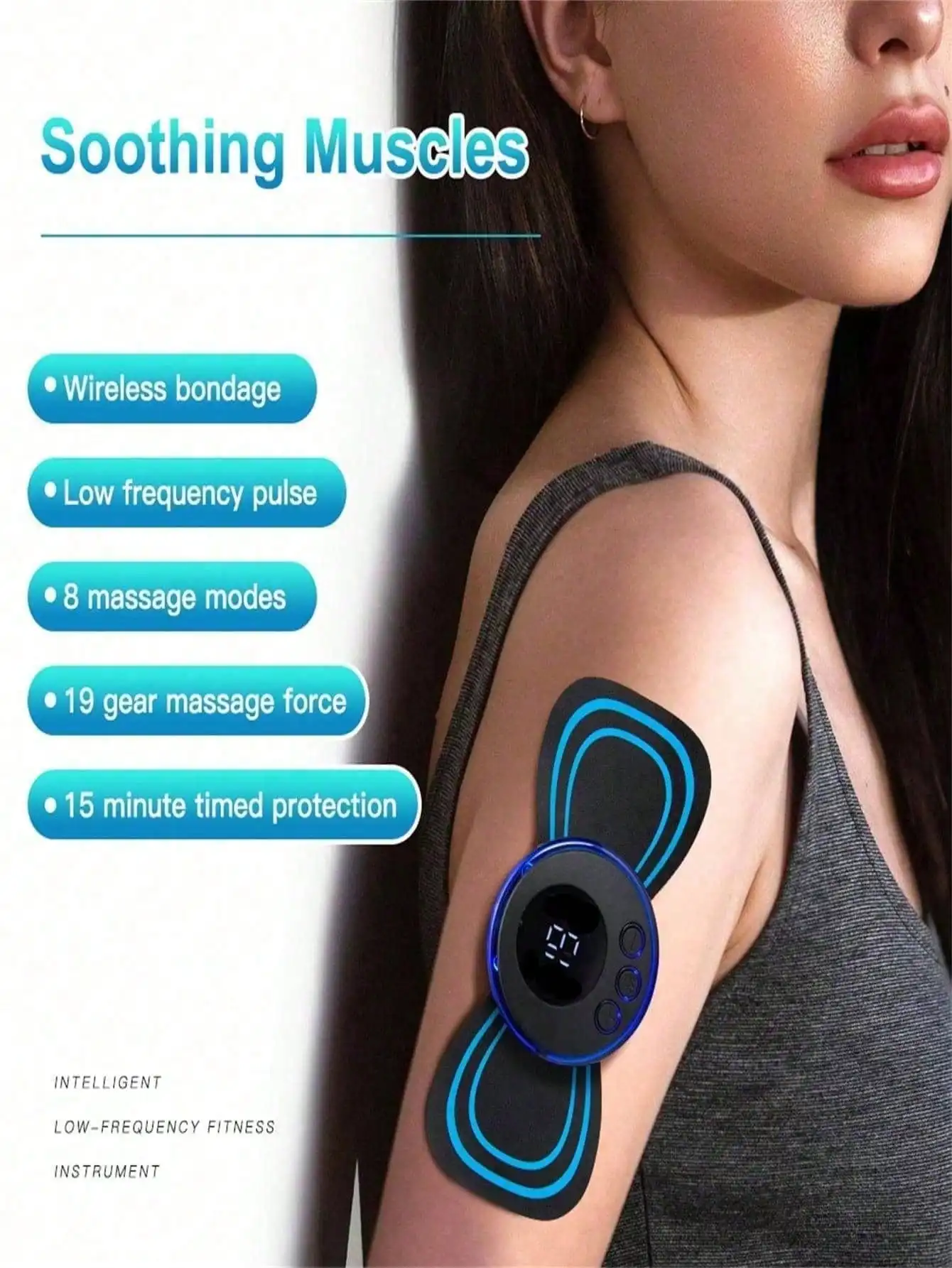 LCD Display EMS Neck Massage Electric Massager Cervical Neck Back Patch 8 Mode Pulse Muscle Stimulator