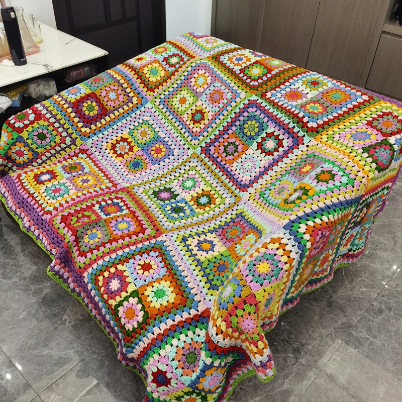 Original DIY Crocheted Handmade Characteristic Warm Quilt Carpet Crochet Blanket Yoga Bolster Cushion Party Tablemat 100-200CM