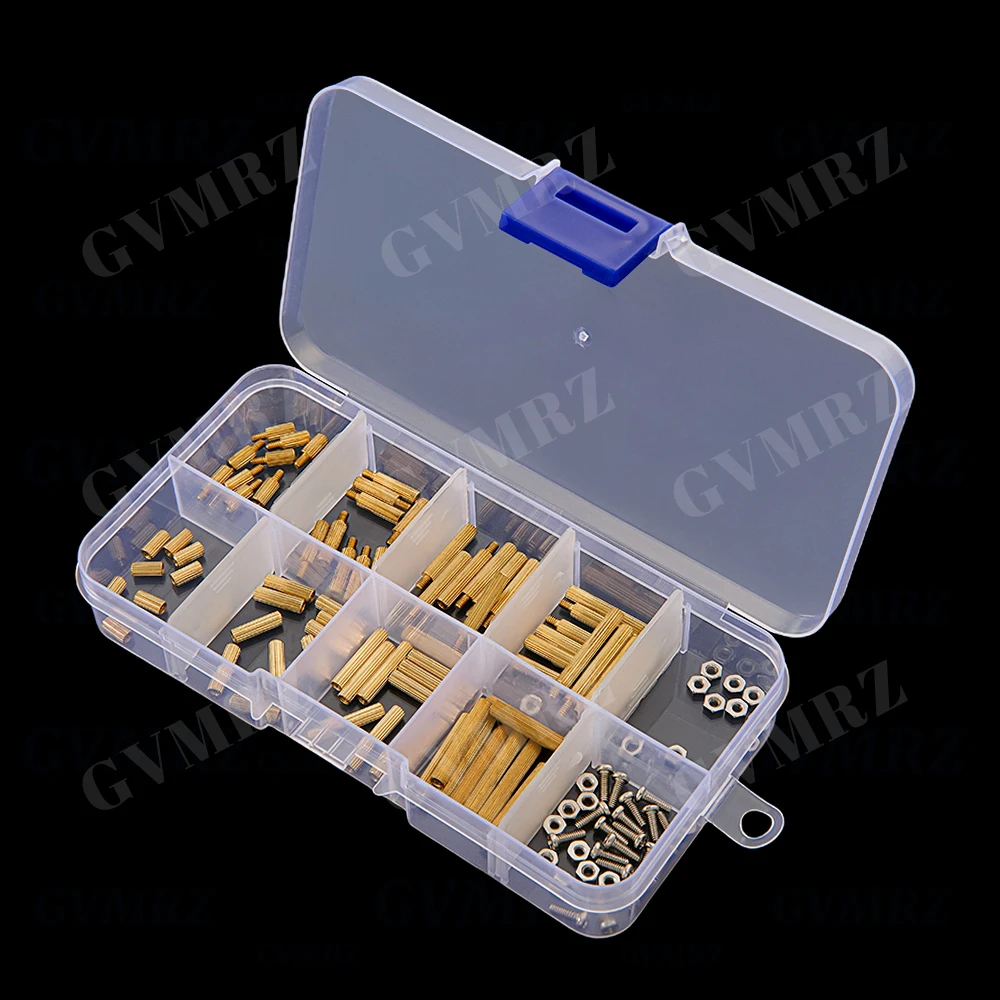120Pcs M2 Brass Knurled Standoff Male Female Round Column Pillar Spacer mixed kit PCB Board M2 Male Female