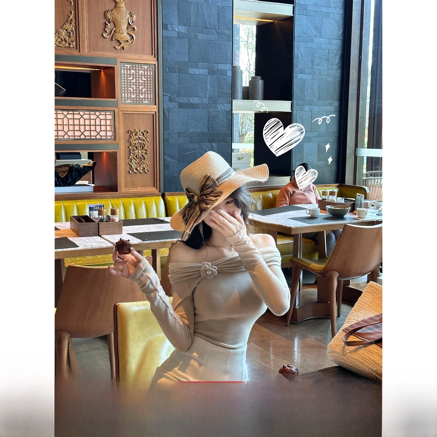 

Sun Ya Floral One-oulder Top Sweet Sle Long Sve Thin Bodycon Spring 2024 Knittedwear for Women