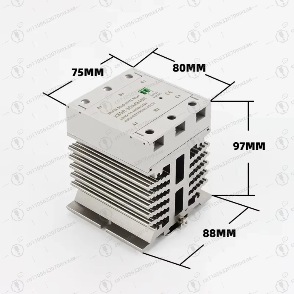 Universal 40A Solid State Relay, DIN Rail Mount SSR with Heat Sink for AC Loads, XSSR-3DA4840H Industrial Module