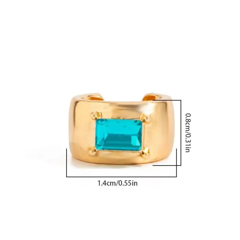 Non-Piercing Square Glass Drill C Clip Earrings Shiny Alloy Women Charm Ear Accessories for Valentine's Day