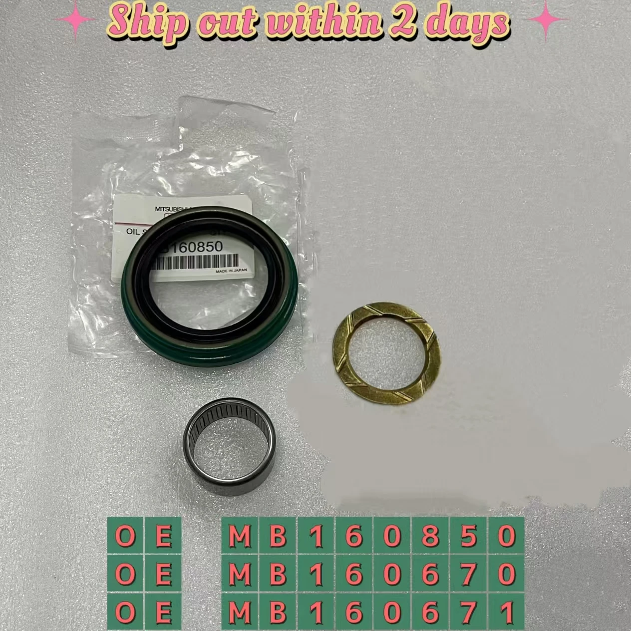 

MB160850 MB160670 MB160671 Knuckle Bearing Spacer Oil Seal Set for Montero 2Nd L200 3Rd 1990-2005