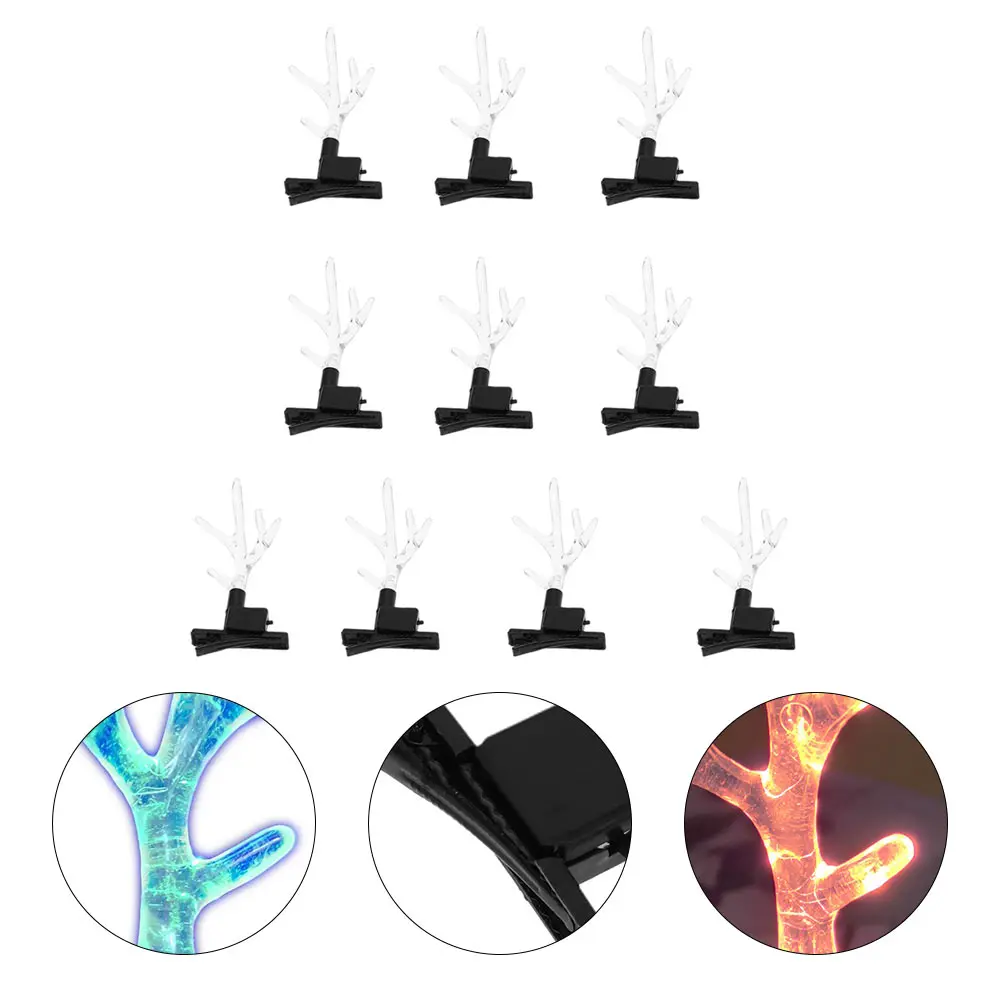 

10 шт., светящаяся заколка для волос, прочная заколка для волос с рогами, не выцветающая, аксессуары для маскарада, рождественские заколки в форме блеска