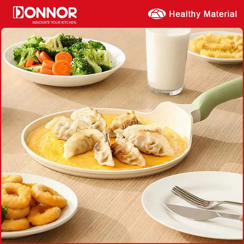 

DONNOR 24cm Ceramic Glaze Frying Pan Non-stick Pizza Pancake Pan Breakfast Egg Crepes Pan kitchen Cooker For Induction Gas Stove