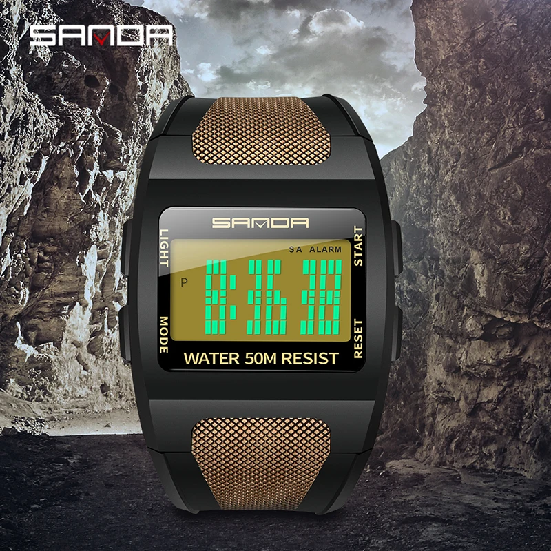 SANDA Fashion Personality Men Electronic Watch 2022 New Mens Watches HD Luminous Digital Display Waterproof Reloj Hombre 222