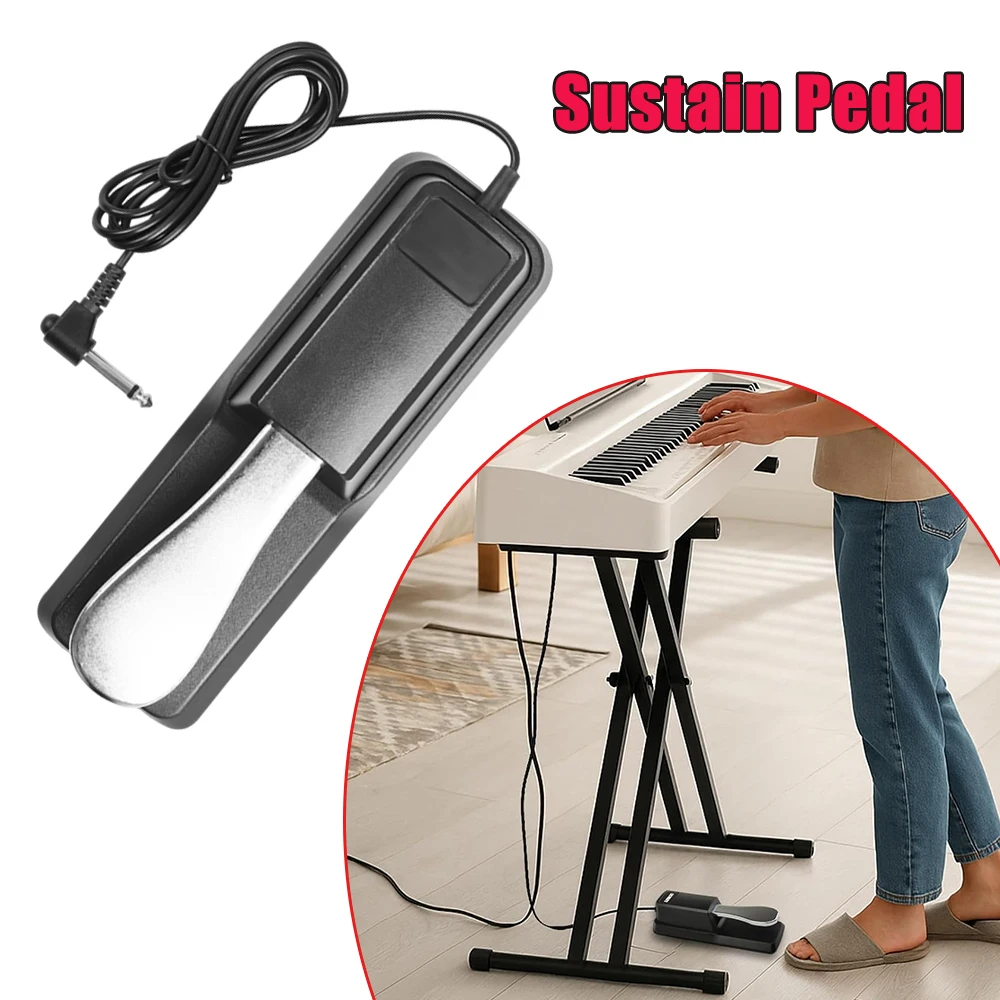 Pedal de Sustain Universal para Piano Digital, Teclado Electrónico, Pedal Metálico con Interruptor de Polaridad, Piano Eléctrico MIDI