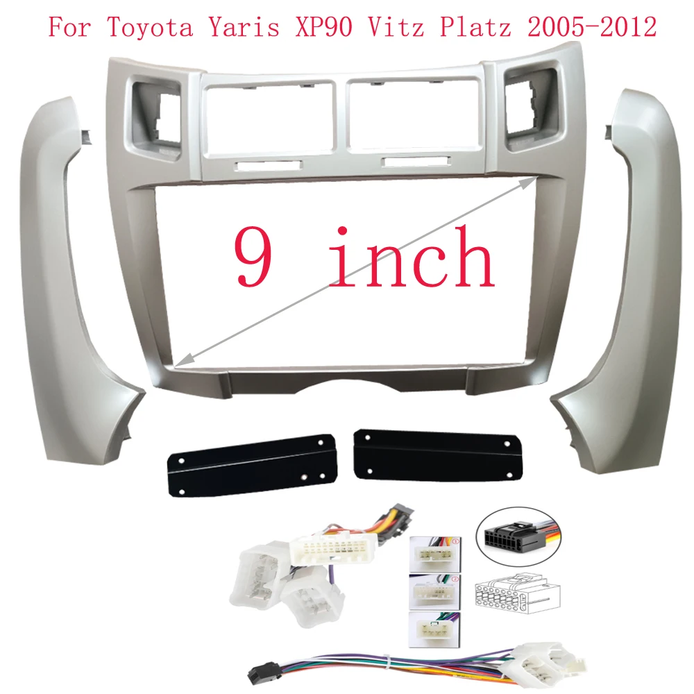 2 Din Car Stereo Radio Frame Fascia Cover Trim Kit Panel 9 inch For Toyota Yaris Vitz Platz 2005 2006 2007 2008 2009 2010 2011