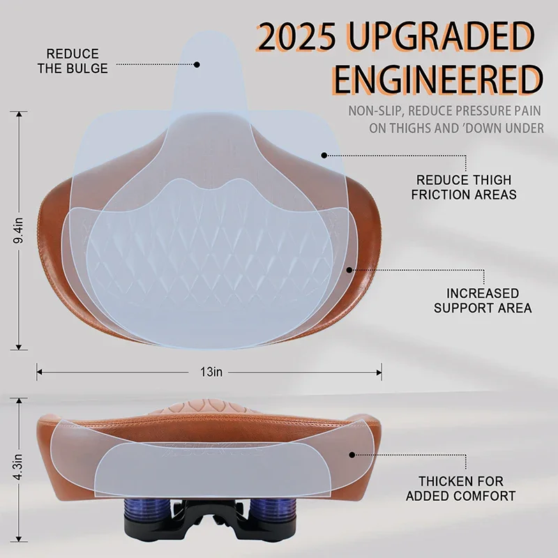 BUCKLOS Fahrrad-Sattel, verbreitert und verdickt, übergroßer ergonomischer Fahrradsitz, weich, komfortabel, stoßdämpfend. – Detail 3