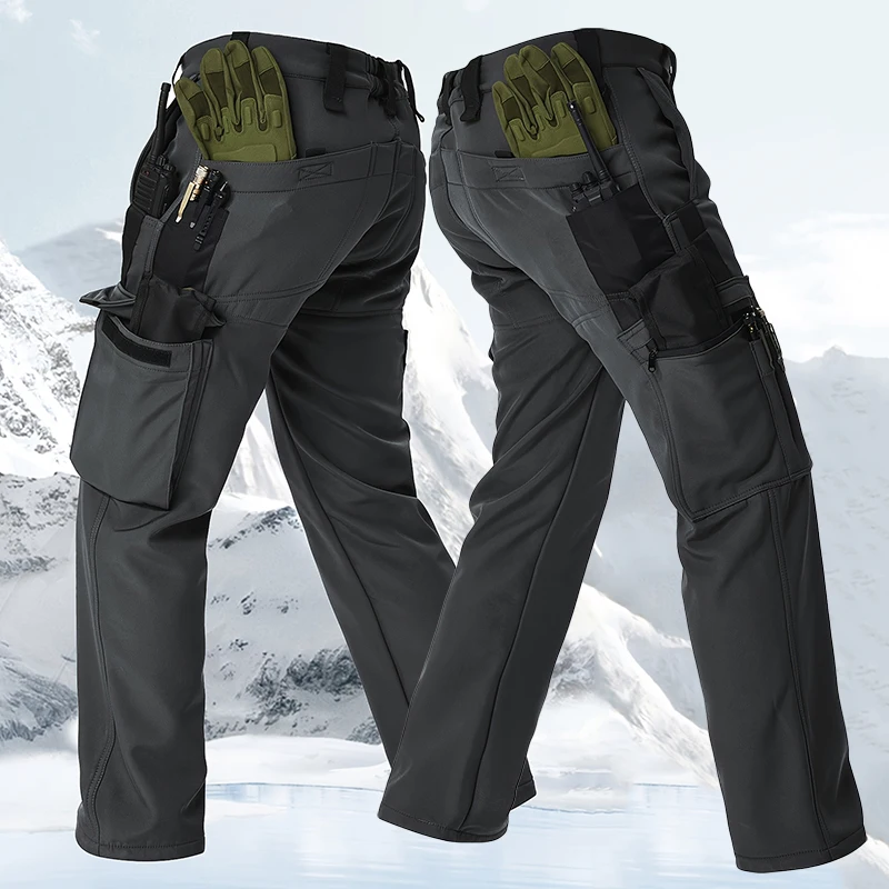 

Зимние тактические флисовые брюки мужские водонепроницаемые брюки SoftShell с несколькими карманами уличные износостойкие брюки для кемпинга и полевых тренировок