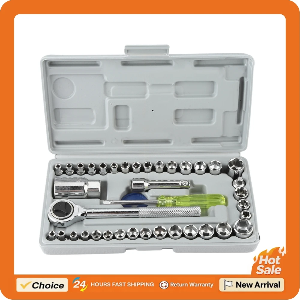 

40Pcs/Set Car Motorcycle Wrench Socket Set Sleeve Combination Removal Installation Repair Tools Motorcycle Accessories