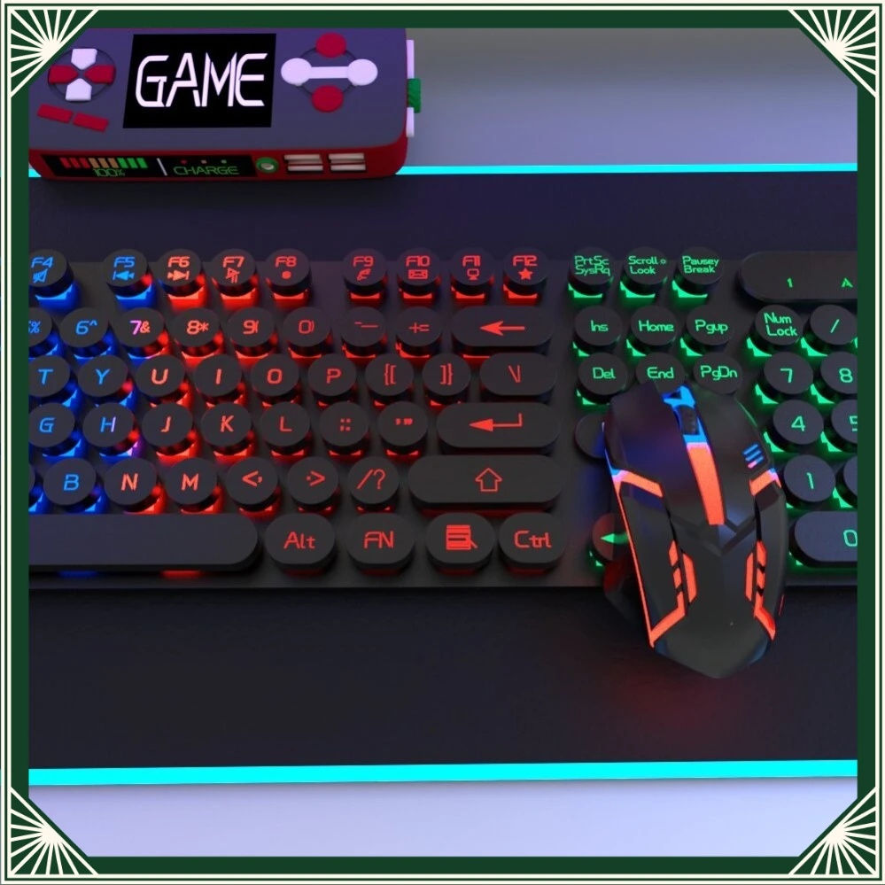 Steampunk Wired Keyboard Mouse Combo Mechanical Feel Gaming Office Kit For X10 Desktop Laptop PC (008)