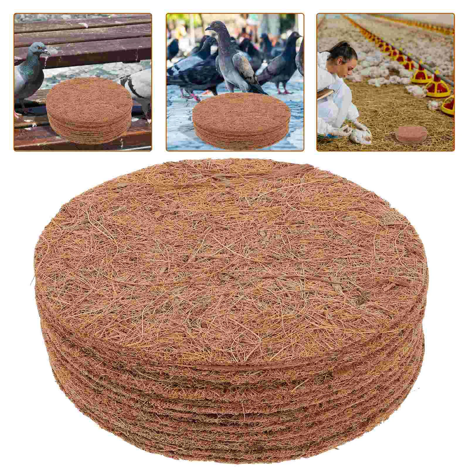 12 Pcs Pigeon Nest with Brown Cushion Durable Bird Mats Natural Egg Pads Coconut Fiber Pet Bedding Linings Coir Eggs Birdemic