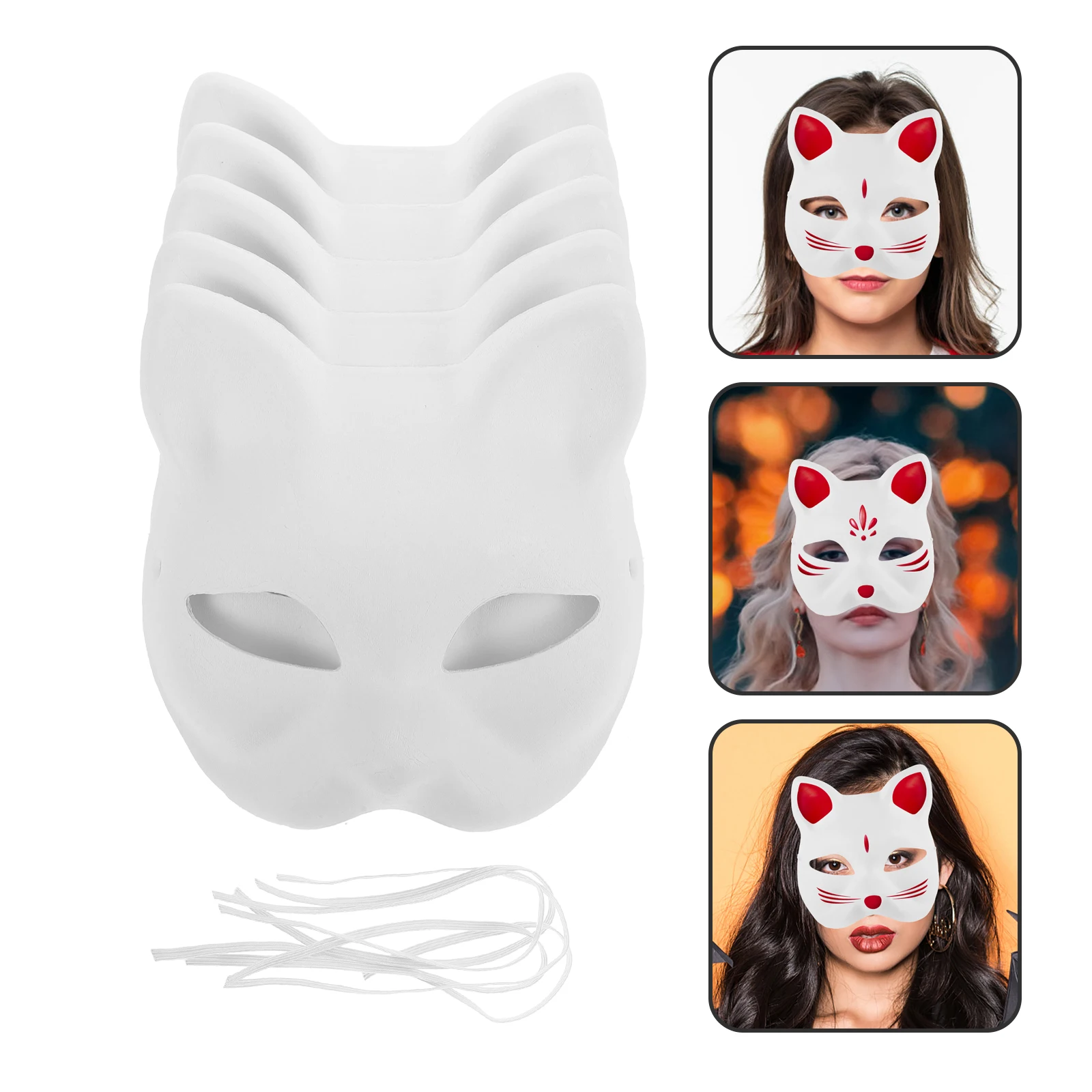 

5 pcs Blank Mask Lightweight Paintable DIY Cat Face Masks for Masquerade Halloween Costume Party Wedding Prom EcoFriendly H made