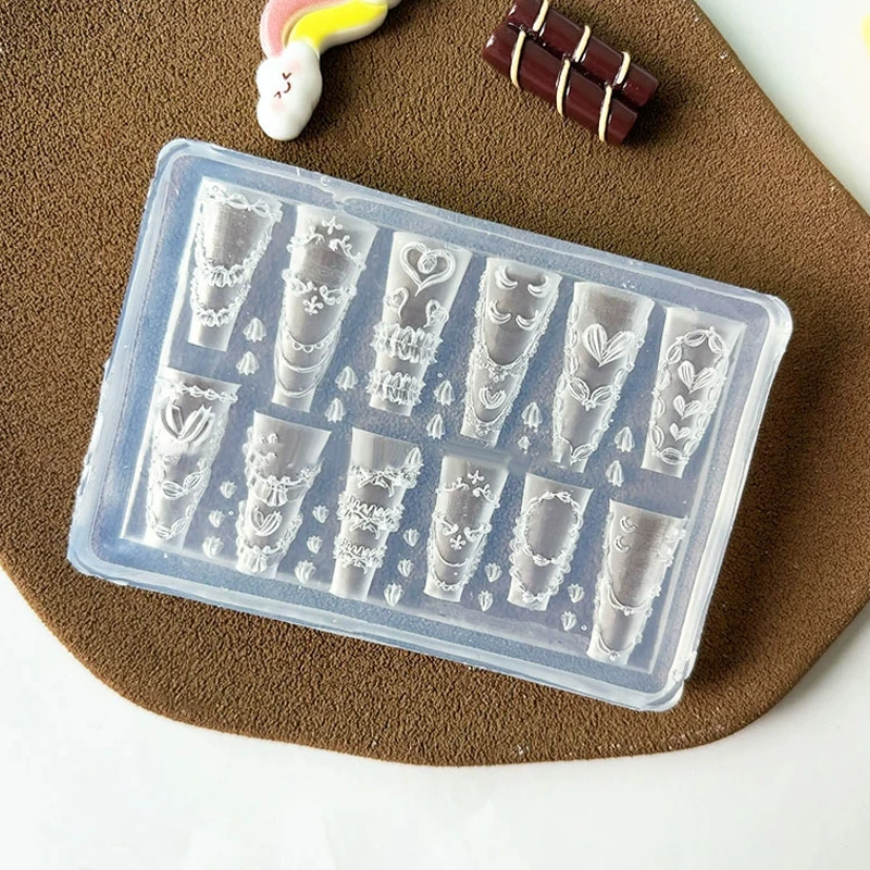 3D 케이크 크림 스커트 리본 아크릴 몰드 네일 아트 장식 DIY 디자인 실리콘 네일 아트 몰드 템플릿 네일 참용