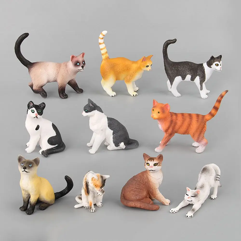 1PC zabawka plastikowa wróżka ogród lalka wystrój domu Mini Pet Model Neko figurka miniaturowa kot imitacja zwierzęcia