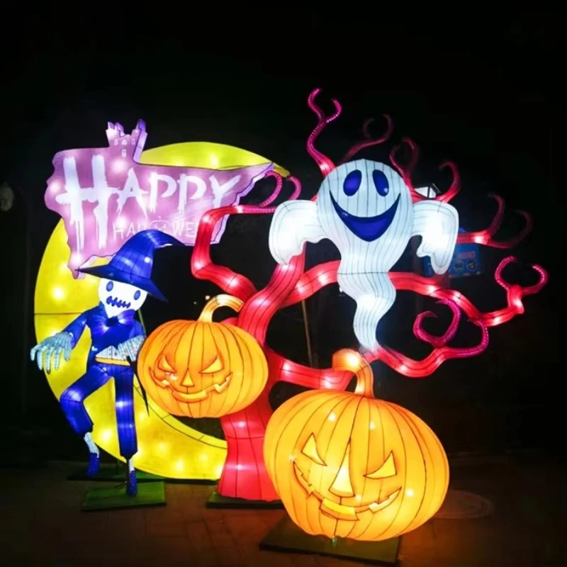 زينة فانوس كبيرة مقاومة للماء على شكل يقطين الهالوين