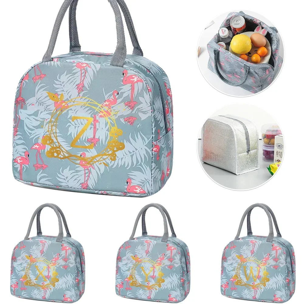 Lunch Bag for Kids Aesthetic Printing Wreath Series Cooler Tote Bags Cooler Blue Picnic Bags Lunch Box Hi-Q