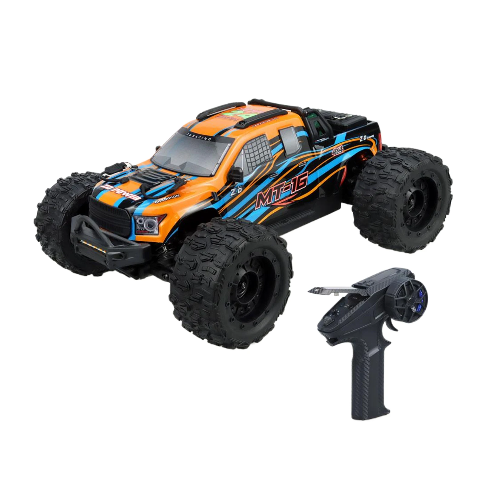 

Simulated Front Impact Headlights And Aluminum Alloy Chassis For ZD RACING MT16 1/16 RC Car Orange