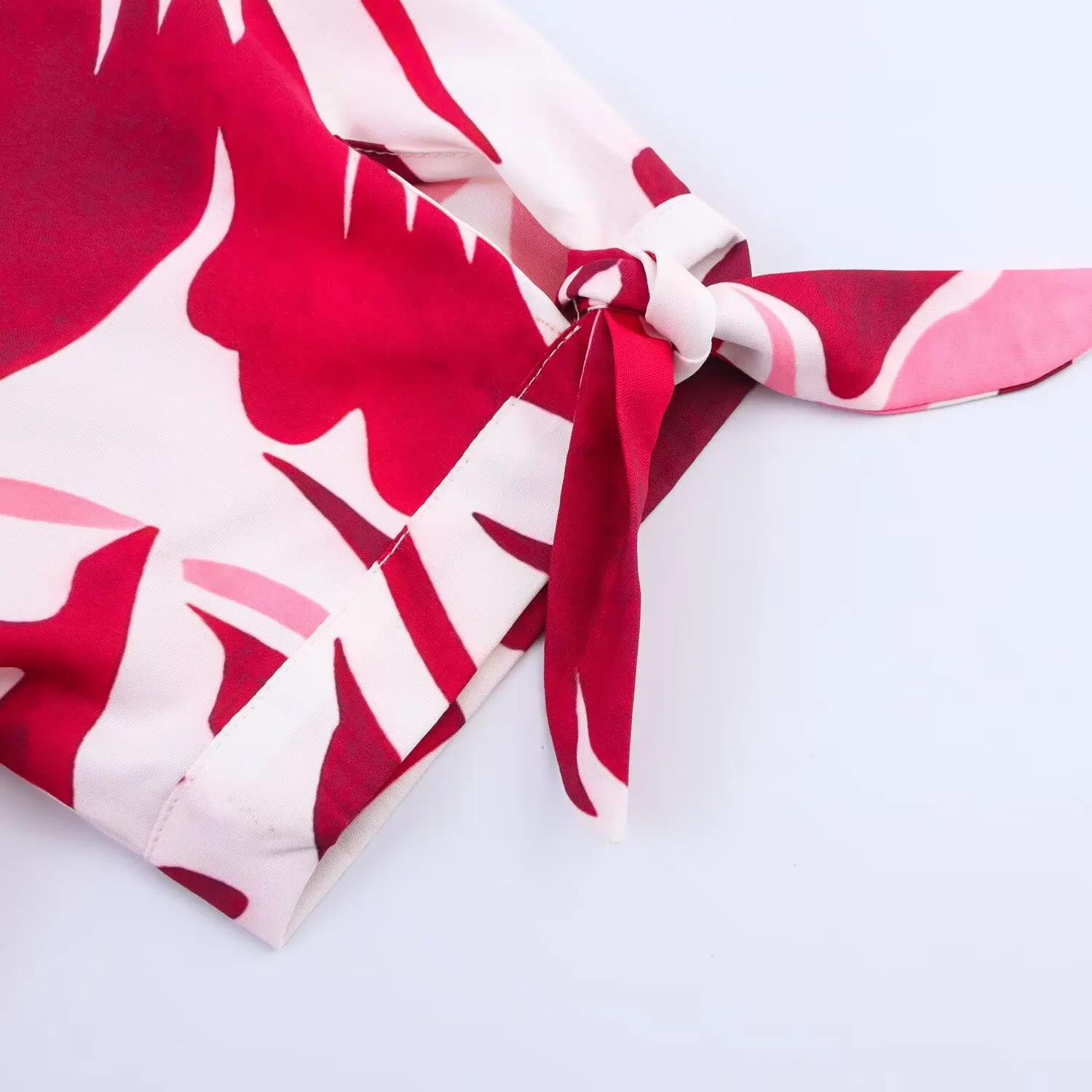 Kondala vintage floral vermelho faixas mulher vestido casual férias bohe vestido de manga curta moda 2025 verão mujer cinto vestido