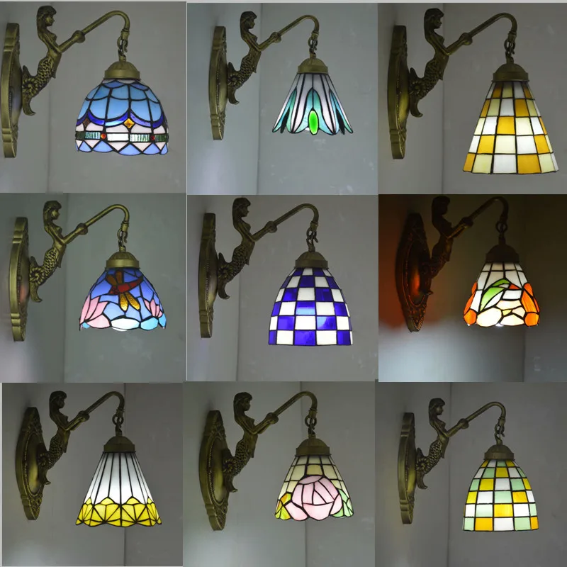 Tiffany Small Wall Lamp Stained Glass European Dining Room Living Room Bedroom Bathroom Children's Room Bedside Mirror Headlight