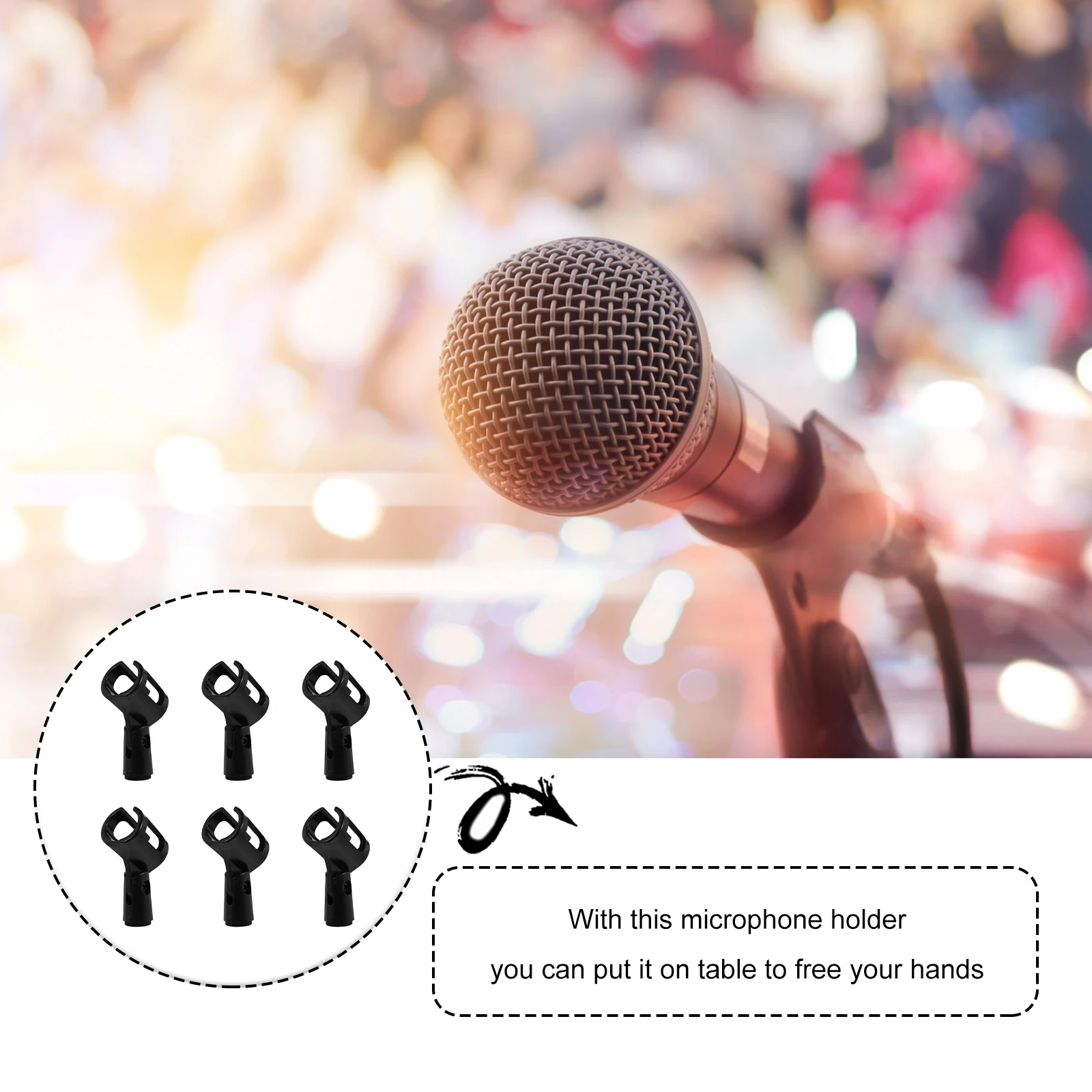 

6Pcs Portable H-Shaped Microphone Stand Set Heavy Duty Lifter with Clip for 25-38cm Microphone Black H-Shaped Mic Clip