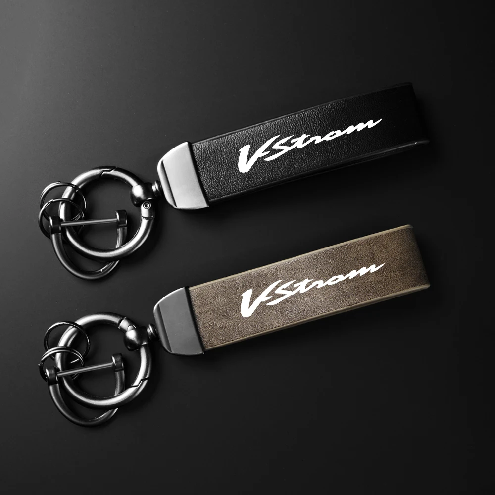 Keychain For SUZUKI Vstrom V-Strom DL650 DL250 DL1000 DL 650/XT High-Grade Leather Suede Keychain Holder Carbon Leather Keyring