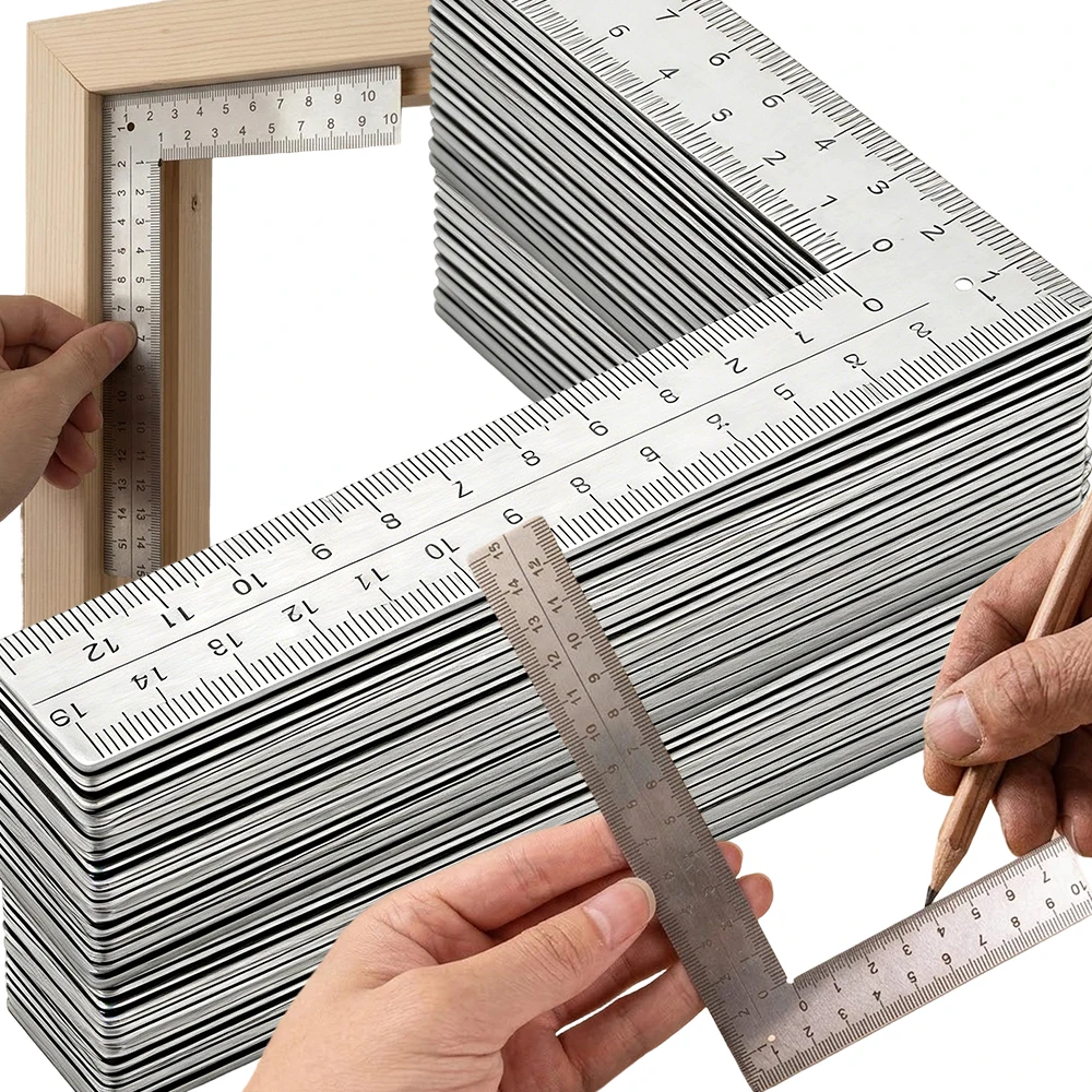 

Stainless Steel Precision Ruler L-shaped Right Angle Corner Ruler Small Square Frame Ruler Measuring Line Marking Layout Tool