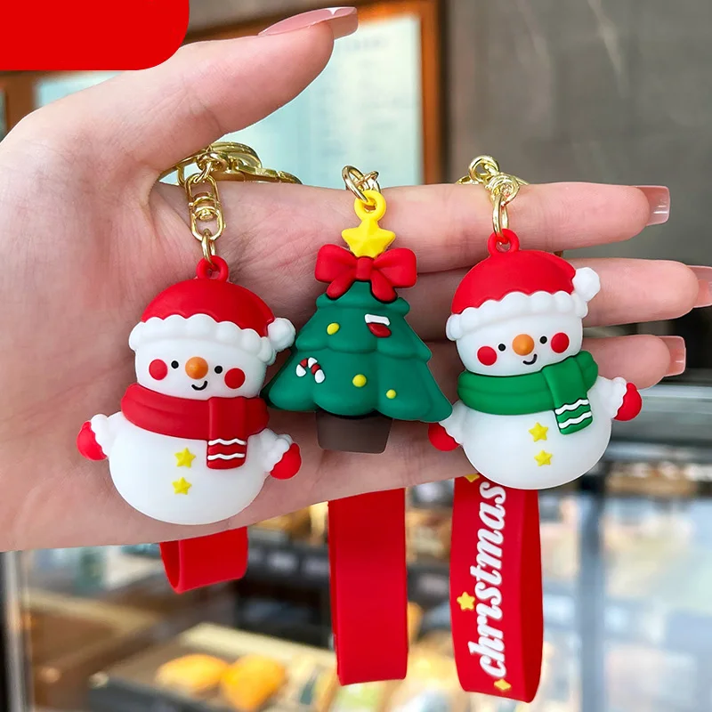 Cute Christmas Tree Snowman Keychain Cartoon Santa Claus Pendant Backpack Hanging Accessories Gifts Festival Jewelry Key Holder