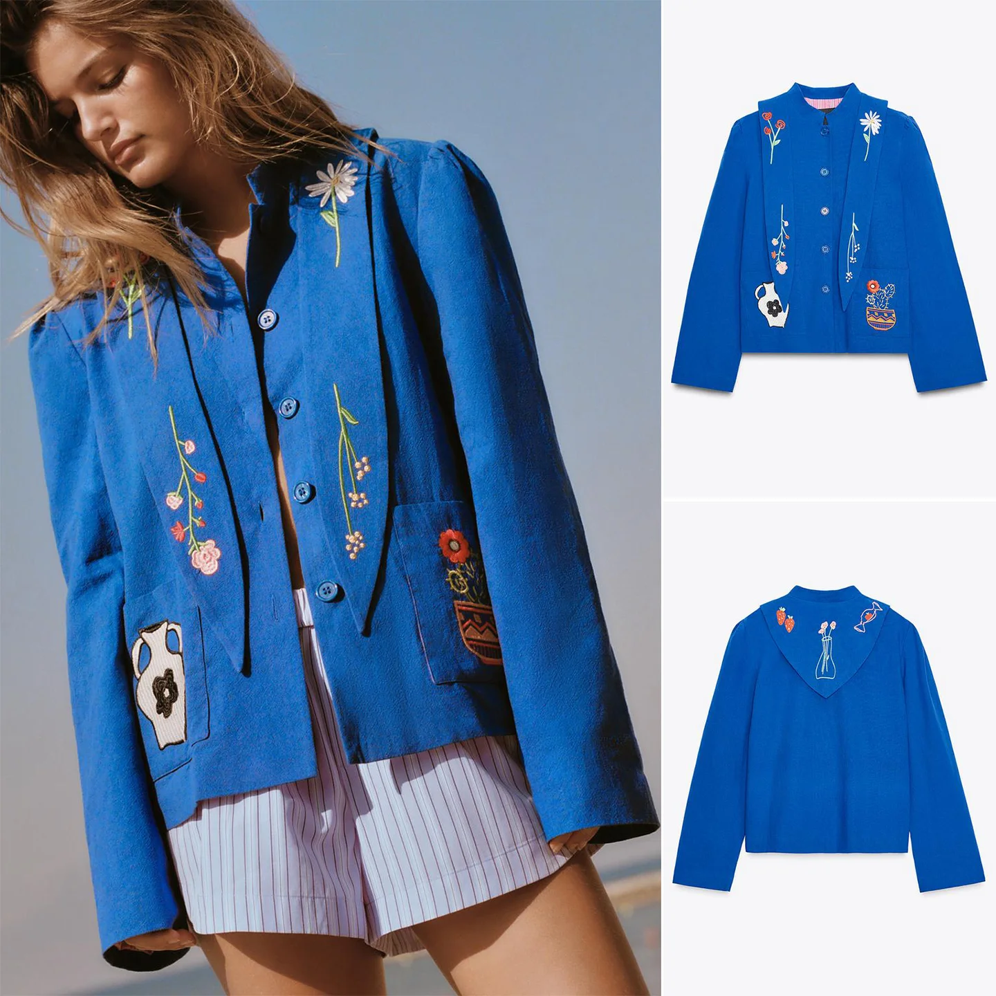 

Новинка осени 20%, женская хлопковая длинная винтажная верхняя одежда в стиле пэчворк с круглым вышивкой и несколькими пуговицами контрастного цвета