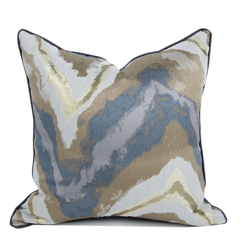 Design Luxury Sofa Cushion Cover Abstract Blue Gold Pillow Covers Geometric for Home Decoration 30x50 45x45 50x50 60x60cm