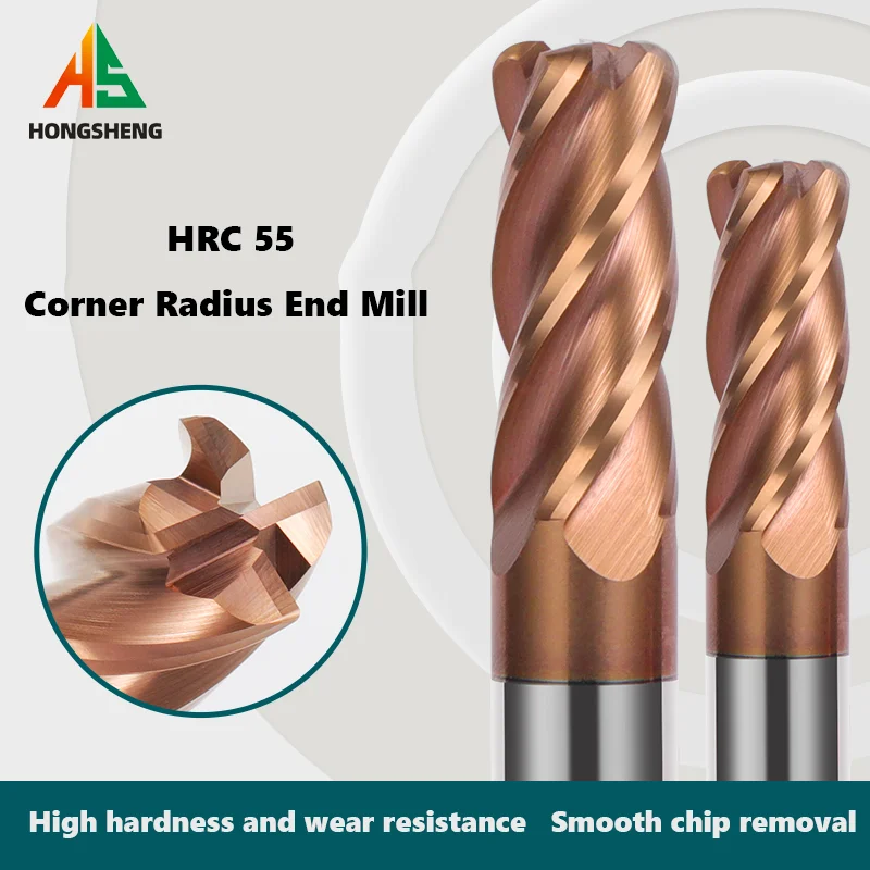 Corner Radius End Mill CNC R Bullnose Cutter Tungsten Carbide Steel Metal Router Tool 4 Flutes R0.5 R1 R2 Surface Machining