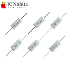 10PCS 5W Cement Resistor Power Resistance 0.01R ~ 150K 0.5R 1R 10R 100R 0.22 0.33 0.5 1 2 5 8 10 15 20 25 30 100 1K 10K Ohm