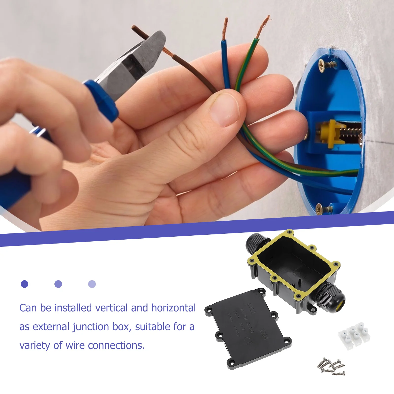 

Junction Box Waterproof Outdoor ABS Long Serving Life Easy Install for LED Billboards Tunnel Lights Road Landscape Lighting