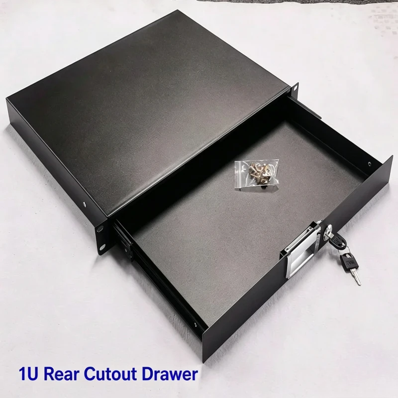 1U 2U 3U Rack Mount Drawer, 19 Inch Standard Flight Case Cabinet Drawer, Rear Hole Wiring Microphone Storage Drawer