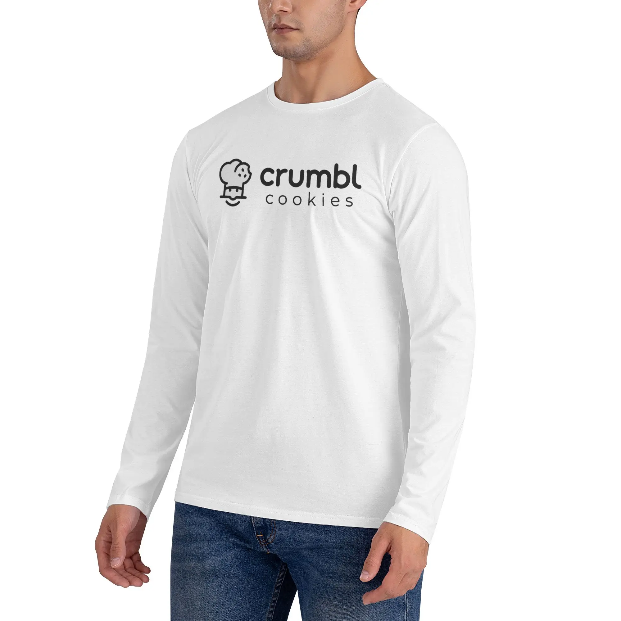 تي شيرت Crumbl Cookies للرجال بأكمام طويلة تي شيرت كاجوال برقبة دائرية تي شيرت للربيع والخريف للرجال