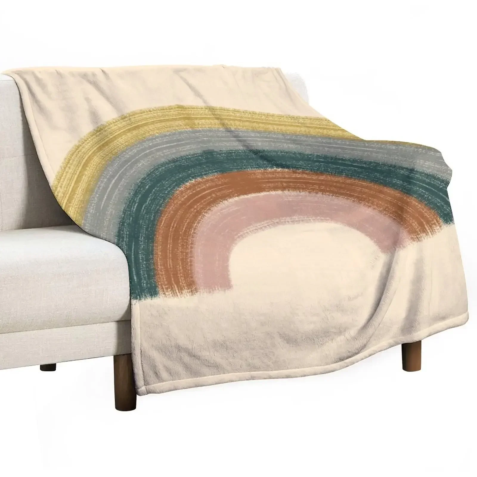 

Earth Toned Rainbow | minimalist organic abstract art Throw Blanket Flannels For Sofa Thin Furry Blankets